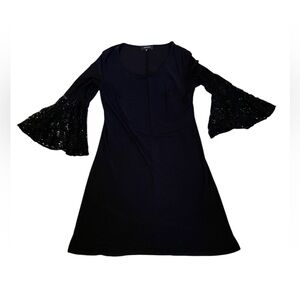 Bell Sleeve Black Dress - Size 10